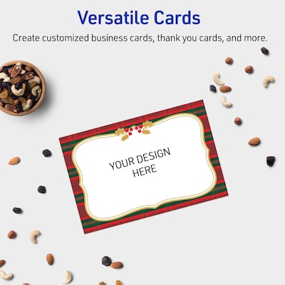 Avery Gold-Red-Green Plaid Matte Blank Card, White, 20/Pack (S00-FET)