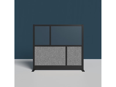 Luxor Expanse Series 4-Panel Freestanding Modular Room Divider System Starter Wall, 48"H x 53"W, Black/Gray, PET/Acrylic