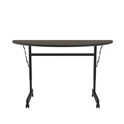 Correll Econoline 48W x 24D Adjustable Foldable Training Room Table, Laminate, With Wheels, Walnut (FTM2448TFHR01)