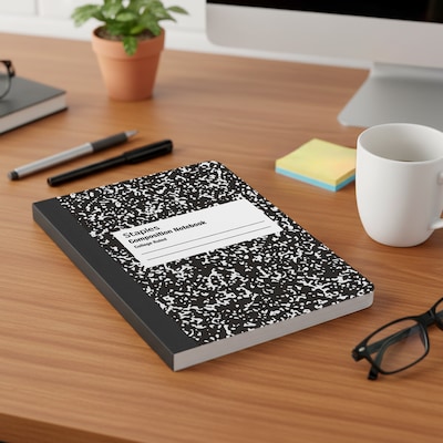 Staples 1-Subject Composition Notebook, 7.5" x 9.75", College Ruled, 100 Sheets, Black (ST55064C)