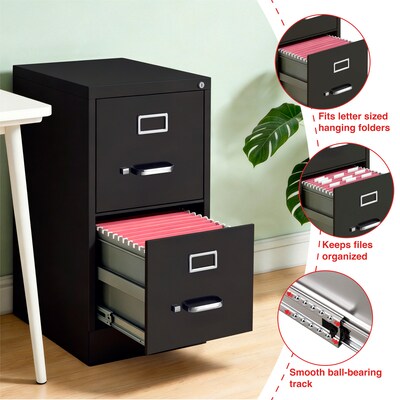Quill Brand® 2-Drawer Vertical File Cabinet, Locking, Letter, Black, 25"D (25157D)