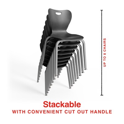 Staples Polypropylene 14" Student Chair, Black, 4/Box (ST63542)