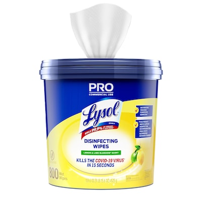 Lysol Pro Disinfecting Wipes, Lemon & Lime Blossom, 800 Wipes/Bucket (1920099856X)