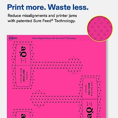Avery Laser/Inkjet Sealing Labels, 5-7/8" x 4", Neon Magenta, 120 Labels/Box (19479370810)