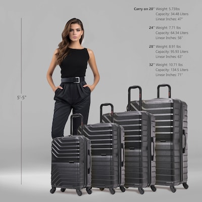 InUSA Aurum 4-Piece Hardside Spinner Luggage Set, TSA Checkpoint Friendly, Black (IUAURSMLXL-BLK)