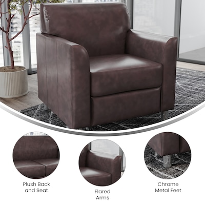 Flash Furniture Hercules Diplomat LeatherSoft Reception Chair, Brown/Chrome Legs (BT8271BNCHR)