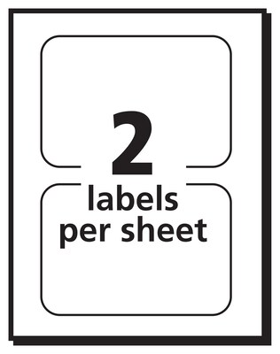 Avery Laser/Inkjet Name Badge Labels, 2 1/3" x 3 3/8", White/Blue, 2 Labels/Sheet, 20 Sheets/Pack (05151)