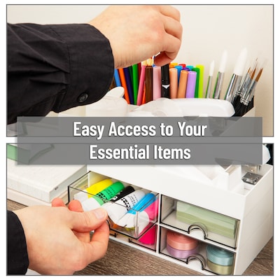 Mind Reader 9-Compartment Plastic Desk Organizer, White (SDORG-WHT)