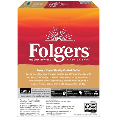 Folgers French Vanilla Coffee, Medium Roast, 0.31 oz. Keurig® K-Cup® Pods, 24/Box (6661)