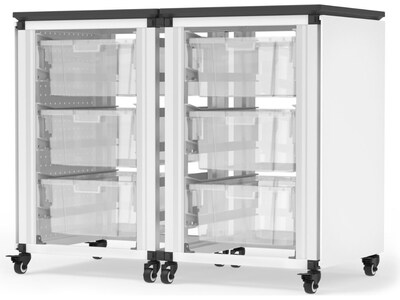 Luxor Mobile 6-Section Modular Classroom Storage Cabinet, 28.75"H x 18.2"D, White (MBS-STR-21-6L)