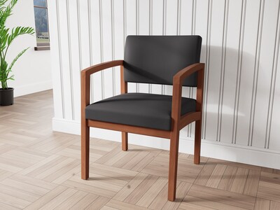 Lesro Lenox Wood Fabric Guest Chair, Open House Black/Walnut (LW1101.WWL-01OHBK)