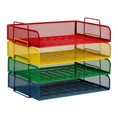 Mind Reader Metal Side Loading Stackable Letter Tray, Multicolored (DSTACK4-ASST)
