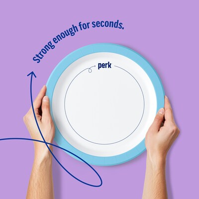 Perk™ Heavy-Weight Paper Plates, 10", Blue/White, 125/Pack (PK54330)
