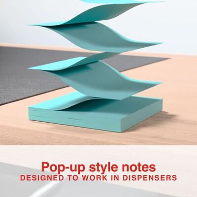 Staples® Pop-up Notes, 3" x 3", Ocean Views Collection, 100 Sheet/Pad, 12 Pads/Pack (S-33WCP12)