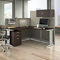 Bush Business Furniture Office in an Hour 63H x 65W L-Shaped Cubicle Workstation, Mocha Cherry (WC