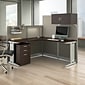 Bush Business Furniture Office in an Hour 63"H x 65"W L-Shaped Cubicle Workstation, Mocha Cherry (WC36894-03STGK)