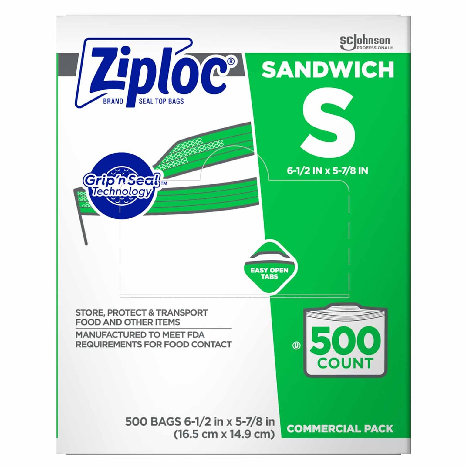 Ziploc Double Zipper Sandwich Bags, 500 Bags/Carton (682255)