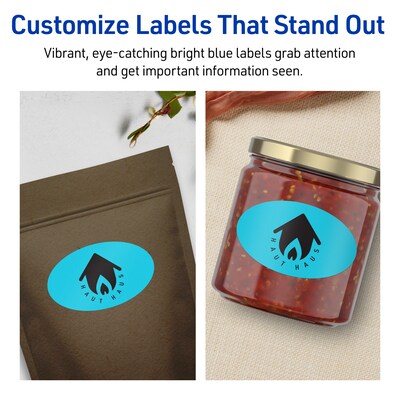 Avery Printable Oval Multipurpose Labels, 2" x 3-1/3", Bright Blue, 80/Pack (94056)