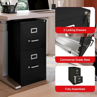 Quill Brand® 2-Drawer Vertical File Cabinet, Locking, Letter, Black, 26.5"D (28882D)