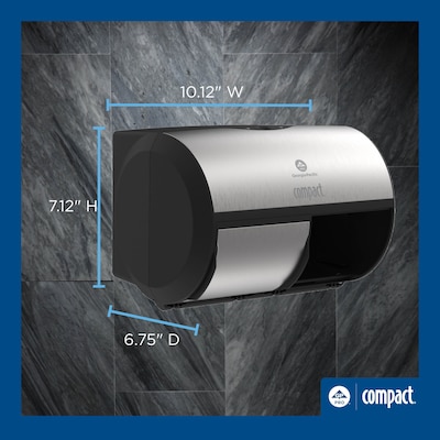 Georgia-Pacific Compact 2-Roll Side-by-Side Coreless Toilet Paper Dispenser, Faux Stainless (56796A)