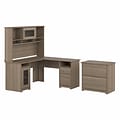 Bush Furniture Cabot 60 L-Shaped Desk with Hutch and Lateral File Cabinet, Ash Gray (CAB005AG)