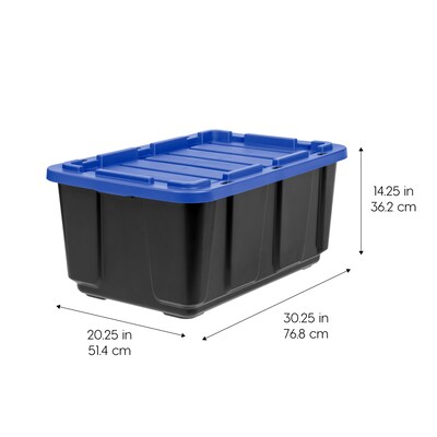 Iris 108 Quart Storage Container with Latching Lid, Plastic, Black, 4/Pack (500411)