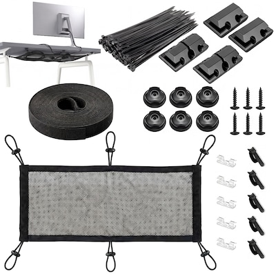Turonic DM2 Cable Under Desk Management Kit, Black (DM2)