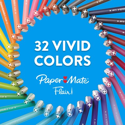 Paper Mate Flair Pens, Medium Point, 0.7mm, Assorted Ink, 6/Pack (2230919)