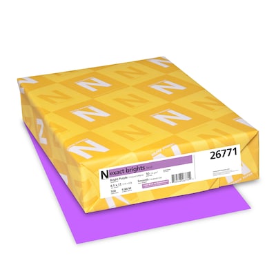 Exact Brights Colored Paper, 20 lbs., 8.5 x 11, Bright Purple, 500 Sheets/Pack (26771)