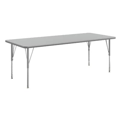 Flash Furniture Wren Rectangular Activity Table, 72 x 30, Height Adjustable, Gray Top/Silver Frame (XUA3072RECGTP)