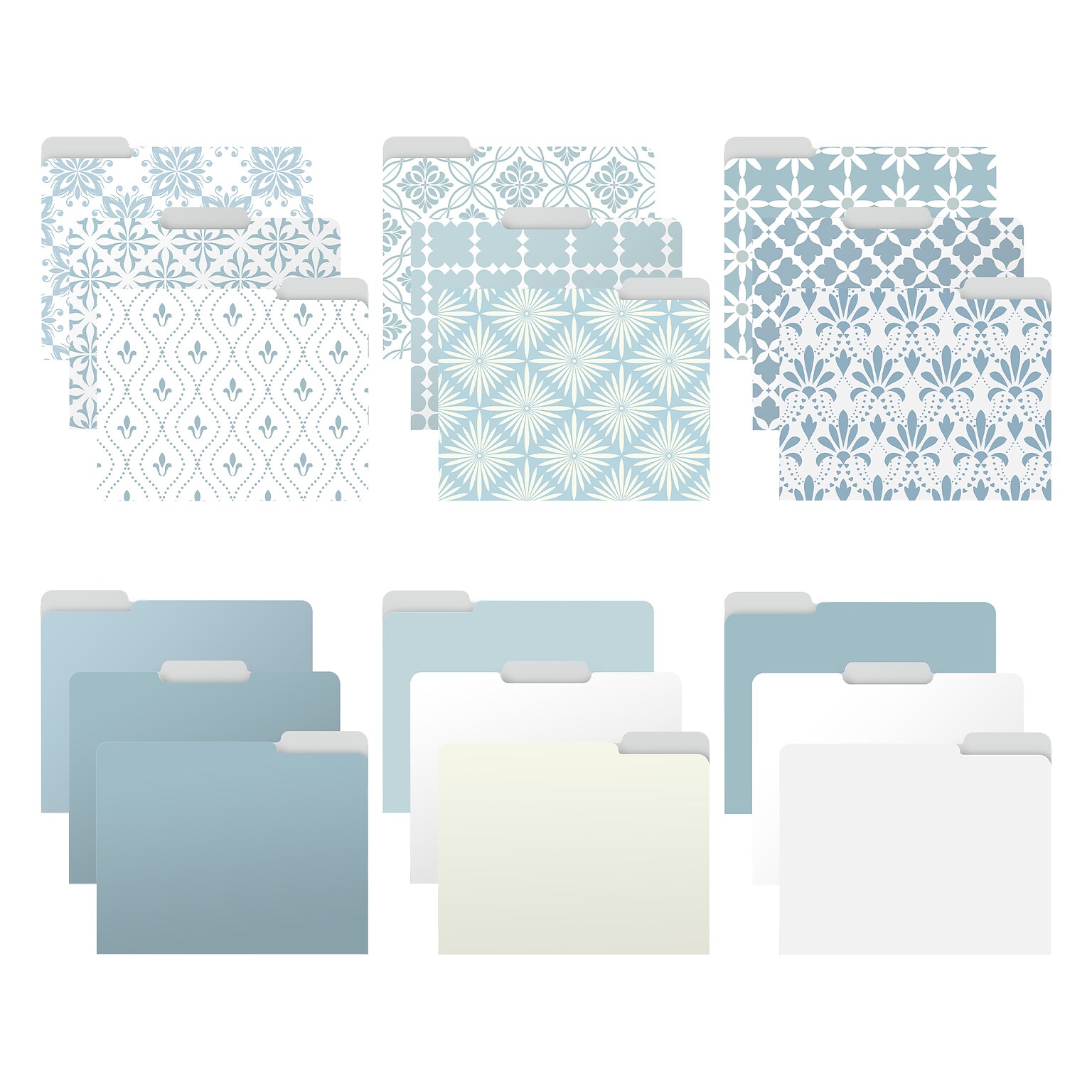 Better Office Soft Floral Tile Heavy-Duty File Folders, 1/3-Cut Tab, Letter Size, Paper Stock, 18/Pack (80033-18PK)