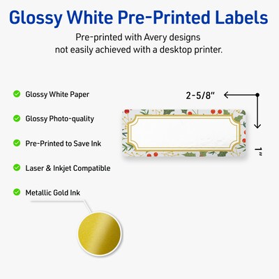 Avery Rectangle Multipurpose Labels, 1 x 2-5/8, White, 160/Pack (19479370462)