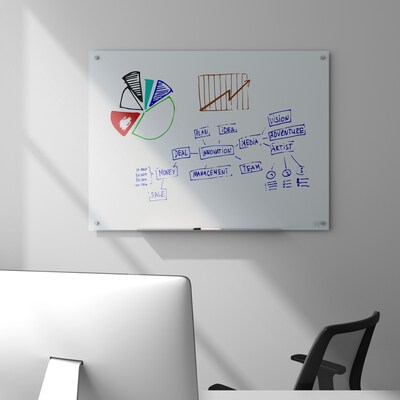 TRU RED™ Magnetic Tempered Glass Dry Erase Board, White, 4' x 3' (TR61196)