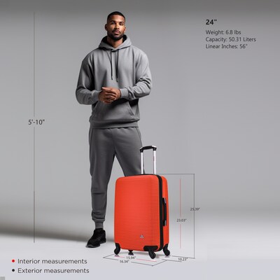 InUSA Royal 24" Hardside Suitcase, 4-Wheeled Spinner, TSA Checkpoint Friendly, Orange (IUROY00M-ORG)
