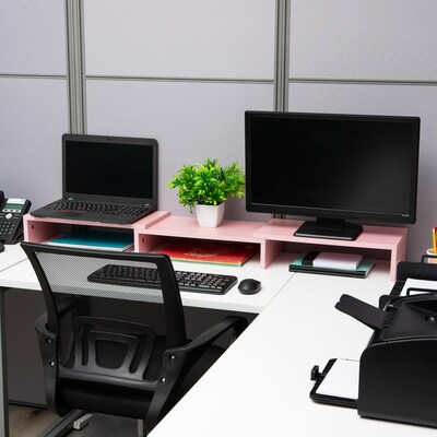Mind Reader Adjustable Dual Monitor Stand, Up to 44 lbs., Pink (MDFMOND-PNK)