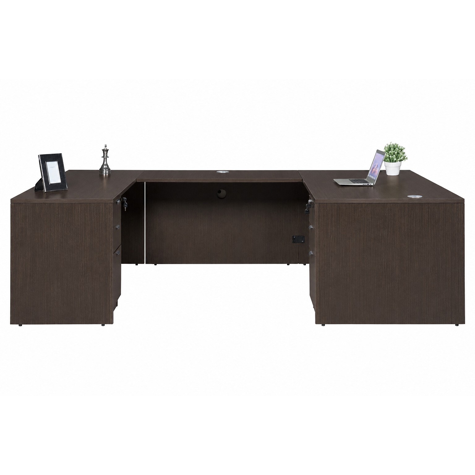 Boss Office Products 66 U-Shaped Desk with 2 File Pedestals, Mocha (GROUPA14-MOC)