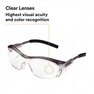 3M Nuvo Anti-Fog +2.5 Safety Glasses, Wraparound Frame, Clear Lens, 20/Carton (11436-00000-20)