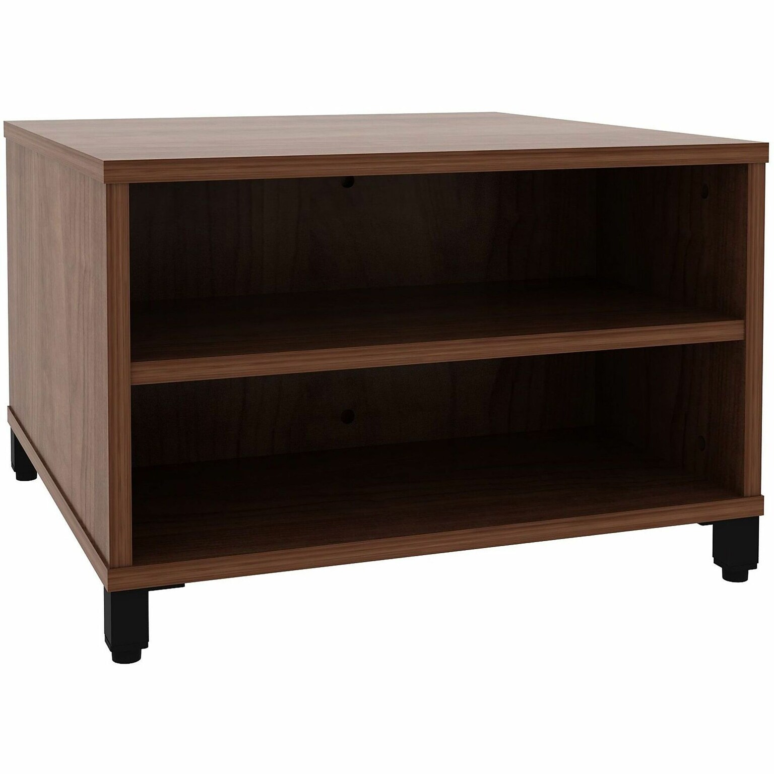 Lorell 24W x 24D Laminate Square Reception Table with Storage, Walnut (LLR69202)