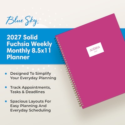 2027 Blue Sky 8.5" x 11" Weekly & Monthly Planner, Fuchsia (164284)