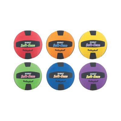 Champion Sports Rhino Softeeze Vinyl Volleyball Set, Assorted Colors, 6/Set (CHSRS2SET)