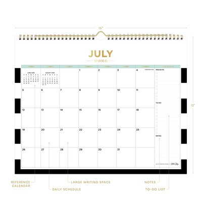 2026-2027 Blue Sky Wirebound Rugby Stripe 12 x 15 Academic Monthly Wall Calendar, Assorted Colors (161400)