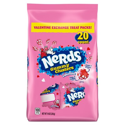 Nerds Valentines Exchange Gummy Clusters, 10 oz., 20 Pouches/Bag (FER08936)