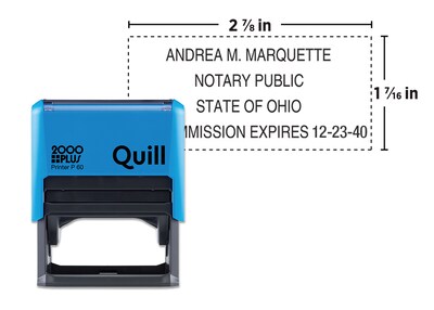 Custom Quill 2000 Plus® Printer P 60 Self-Inking Notary Stamp, 1-7/16 x 2-7/8