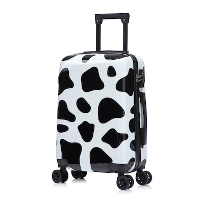 InUSA Prints 20 Hardside Suitcase, 4-Wheeled Spinner, TSA Checkpoint Friendly, Cow Animal Print (IUAPC00S-COW)
