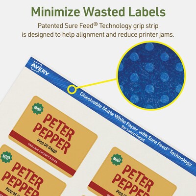 Avery Dissolvable Rectangle Multipurpose Labels, 2" x 3", Off-white, 80/Pack (94237)