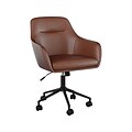 Martha Stewart Rayna Ergonomic Faux Leather Swivel Office Chair, Saddle Brown (CH2209216BRBK)