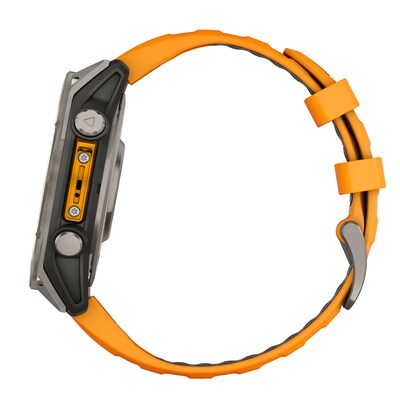 Garmin fenix 8 AMOLED Multisport GPS Watch, 47-mm, Titanium Stainless Steel Bezel with Orange/Graphite Band (010-02904-10)