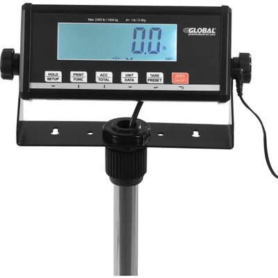 Global Industrial Digital Floor Scale w/ LCD Indicator & Stand, 2,000 lb. x 1 lb. (244244)