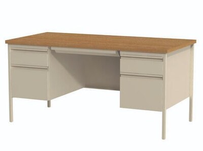 Alera 60W Double Pedestal Desk, Cherry/Putty (ALEHSD6030PC)
