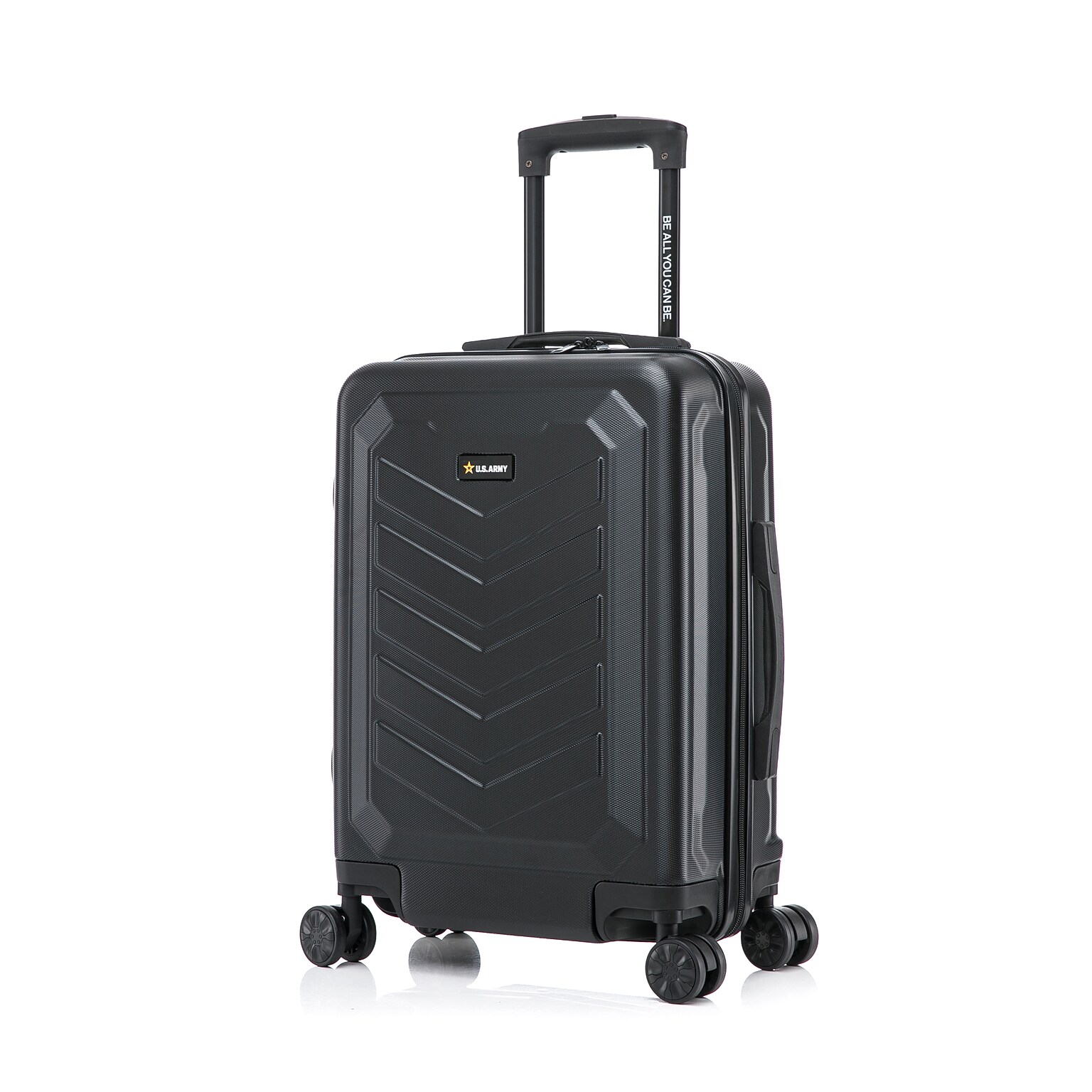 US Army FOX 20 Hardside Carry-On Suitcase, 4-Wheeled Spinner, TSA Checkpoint Friendly, Black (USLFOX00S-BLK)